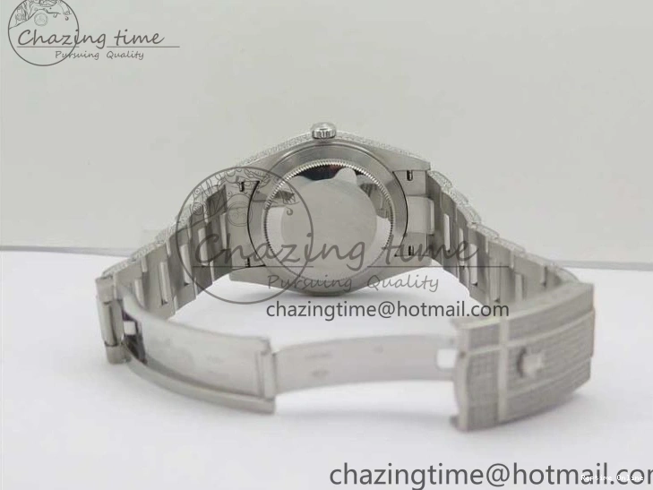 0224 Practical DateJust 41 126334 904 Full Paved Diamonds BP Maker Best Edition Silver Dial on Oyster Bracelet A 2542